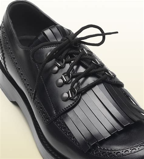 gucci leather brogues|Black brogue leather lace.